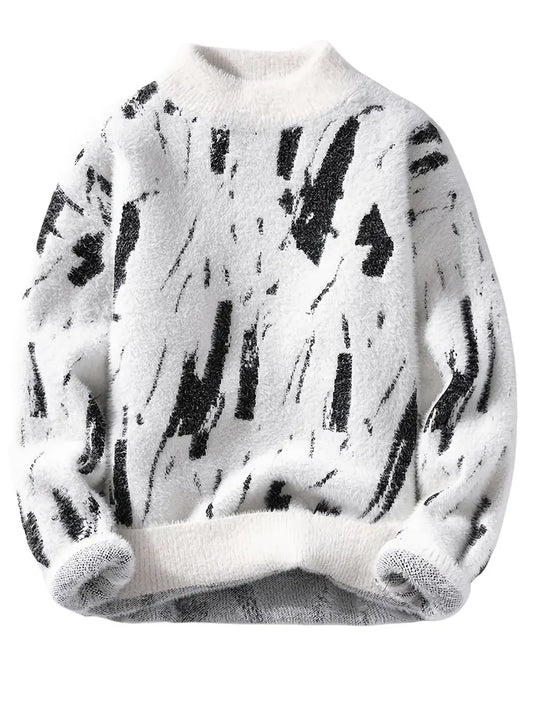 Abstract Black & White Knitted Sweater