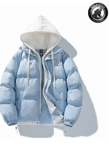 New Men’s Korean Trendy 2-Piece Hooded Puffer Jacket