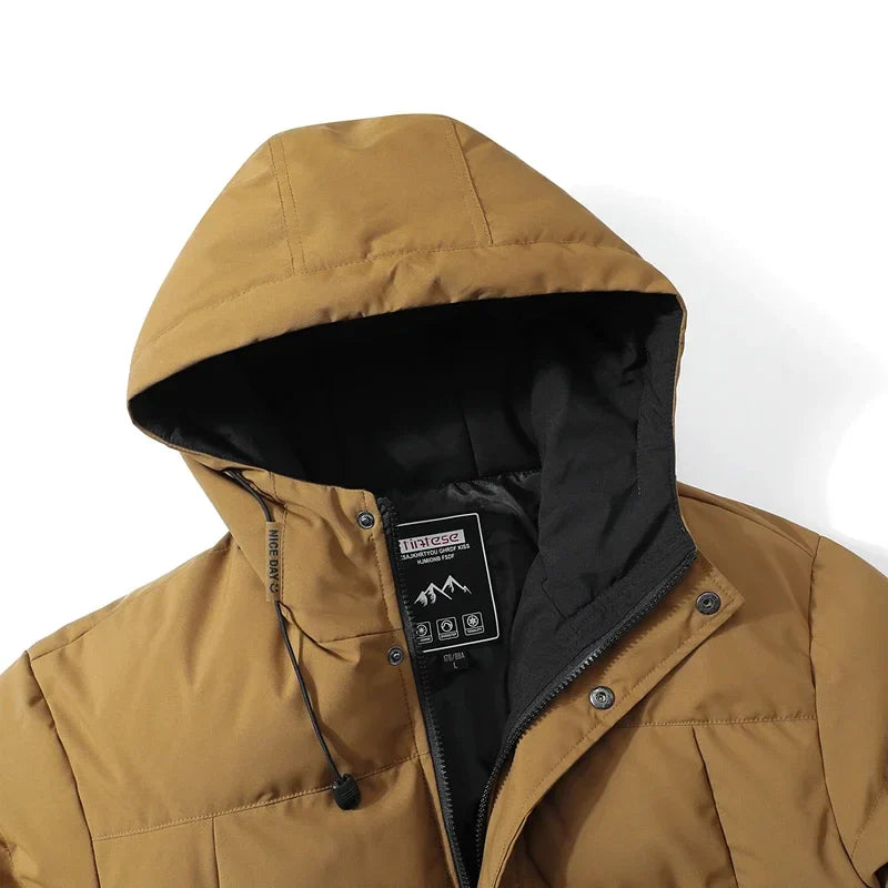 Men’s Winter Waterproof Puffer Jacket – Hooded Windbreaker Parka