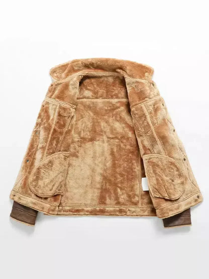 Men’s Suede Leather Jacket – Warm Winter Coat