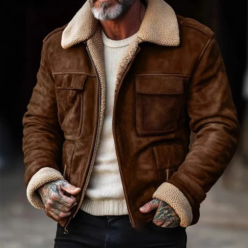 Winter Men's Lapel Zipper Cotton Jacket Coat