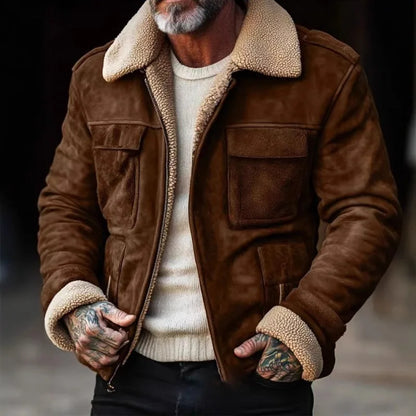Winter Men's Lapel Zipper Cotton Jacket Coat