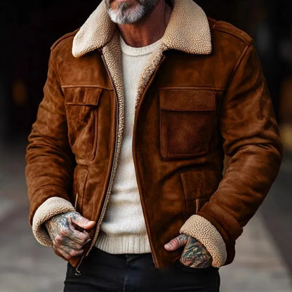Winter Men's Lapel Zipper Cotton Jacket Coat