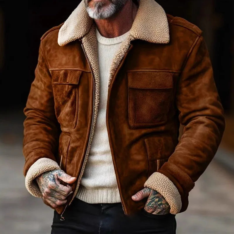 Winter Men's Lapel Zipper Cotton Jacket Coat