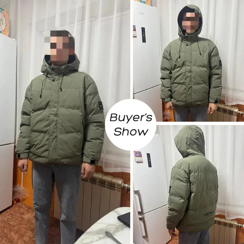 Men’s Winter Waterproof Puffer Jacket – Hooded Windbreaker Parka