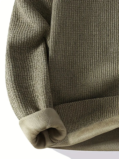 Minimal Embroidered Knit Sweater – Olive Green