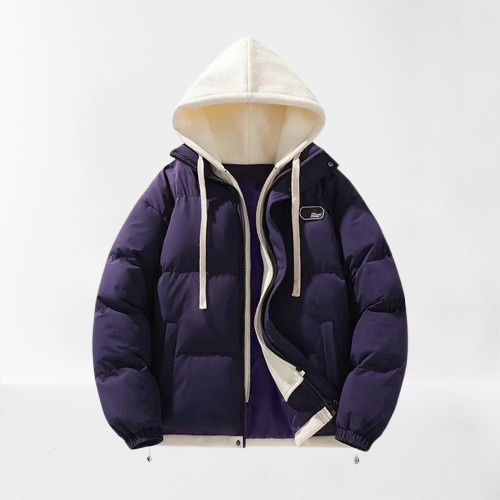 New Men’s Korean Trendy 2-Piece Hooded Puffer Jacket