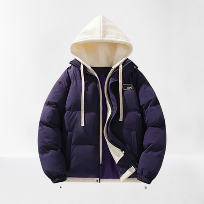 New Men’s Korean Trendy 2-Piece Hooded Puffer Jacket